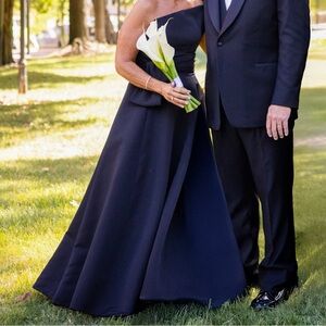 Amsale Asymmetrical Strapless Gown
